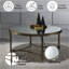 Table basse en laiton antique avec plateau en miroir de 5 mm - Centre de table glamour réfléchissant la lumière du salon
