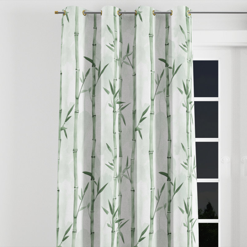 Rideaux de fenêtre Country Farmhouse - Rideau à œillets en bambou doux floral - 1 panneau, L 52 po x L 84 po, Œillets dorés