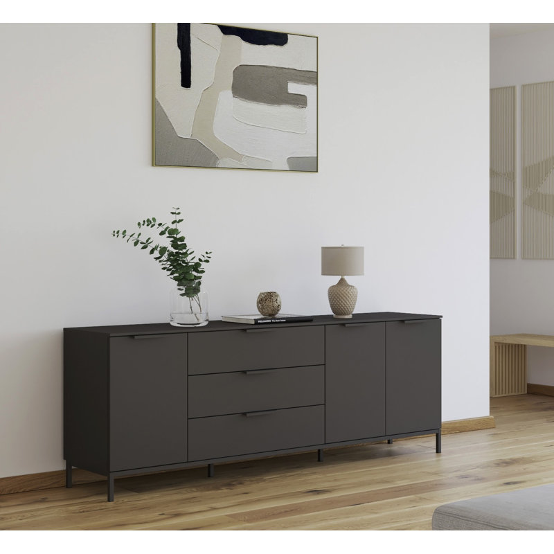 Flipp 3 Drawer 200Cm W Combo Dresser, Graphite