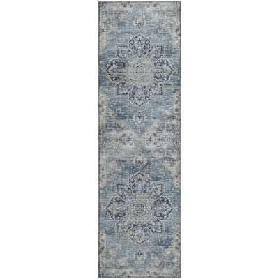 Premium Machine Washable Barayon AMF93 Blue Rug