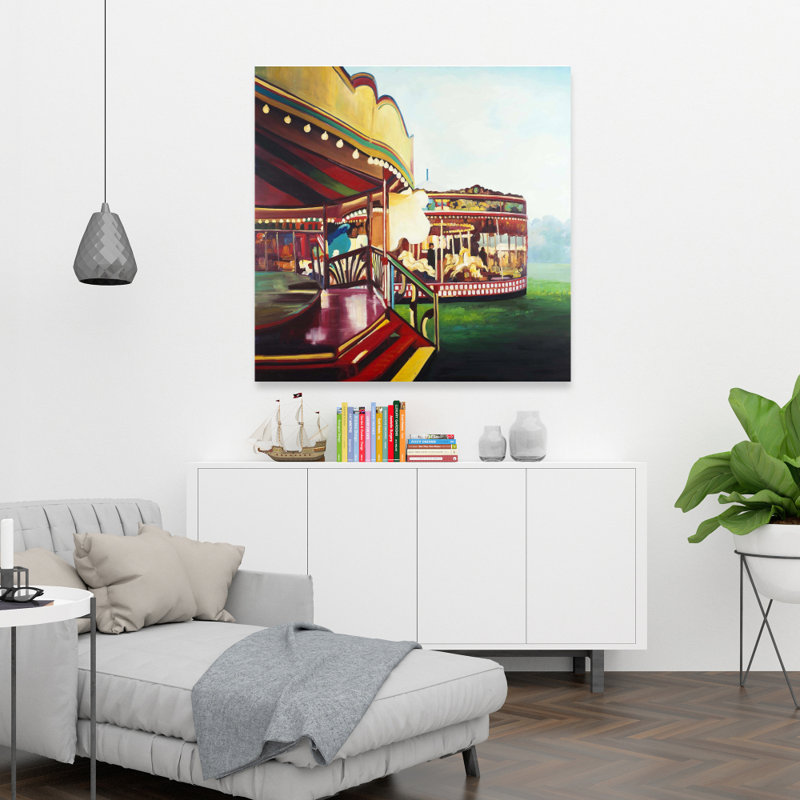 Reproduction d’art sur toile carrousel, H 36 po x l 36 po x 1,5 po
