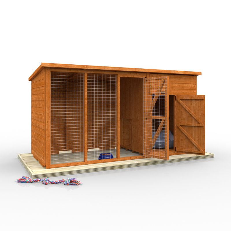 Tiger Solid Wood Dog House, 151.9cm H x 355cm W x 117.4cm D