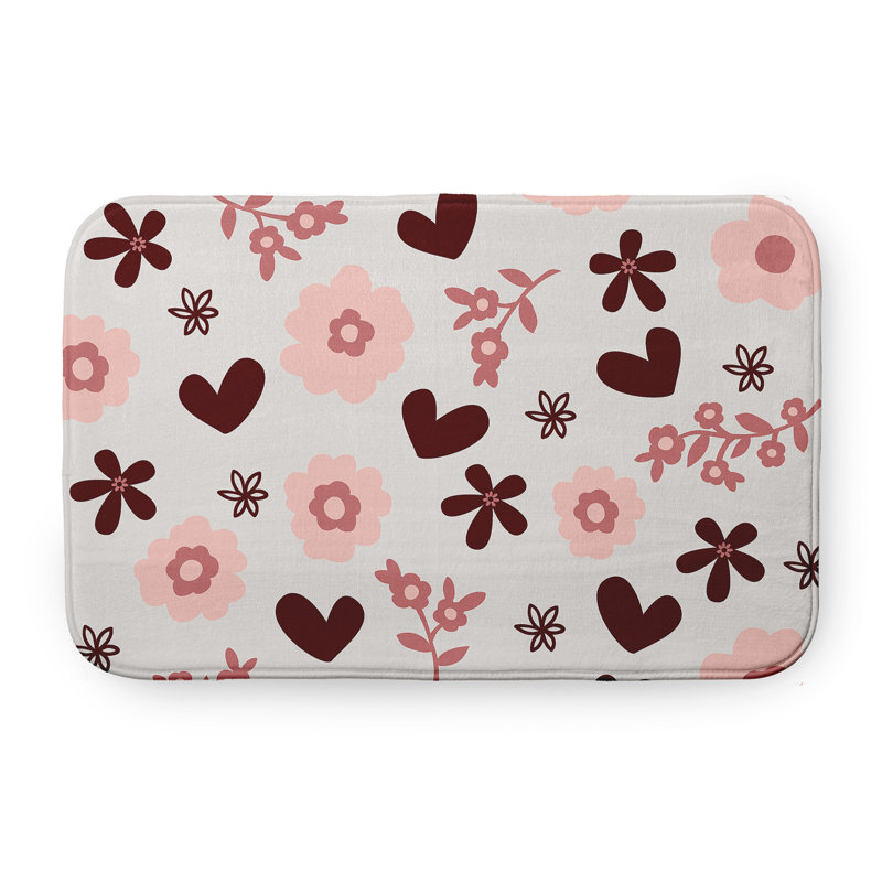 Tapis de bain pour la Saint-Valentin, L 17 po x L 24 po, gris