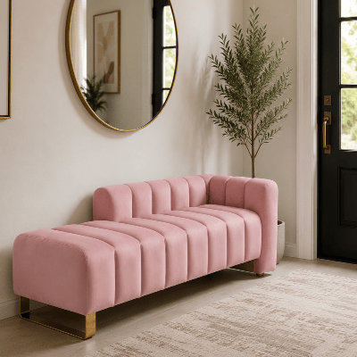 Banc d'intérieur rembourré Glam avec dossier et accoudoirs