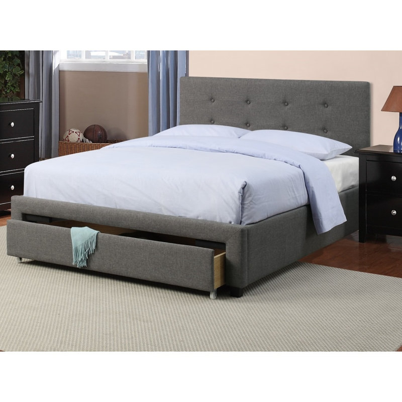 Lit pour chambre à coucher capitonné gris 1pc