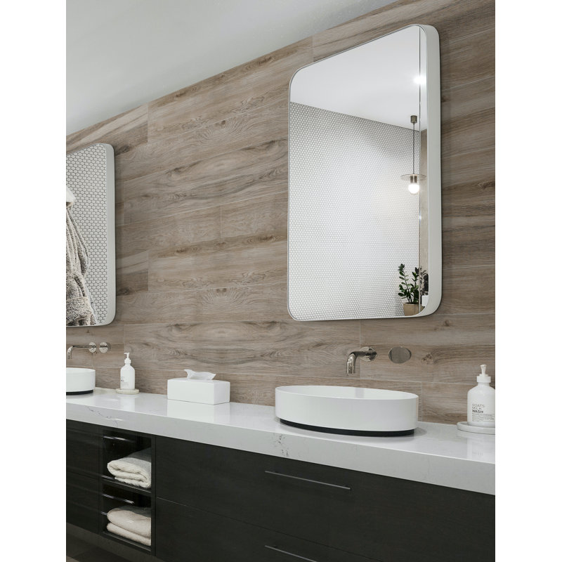 Miroir de salle de bain Dunstall, 36 po x 24 po, Blanc