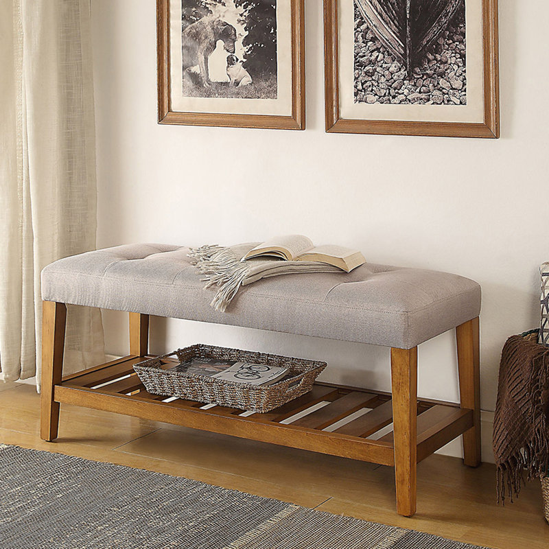 Banc de siège rembourré en chêne touffeté, Gris clair