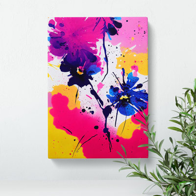 Paint Splat Flower No.3 Abstract - Wrapped Canvas