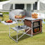 Outdoor 2-Tier Kitchen with Zippered Bag, Portable Folding Cook Table for BBQ