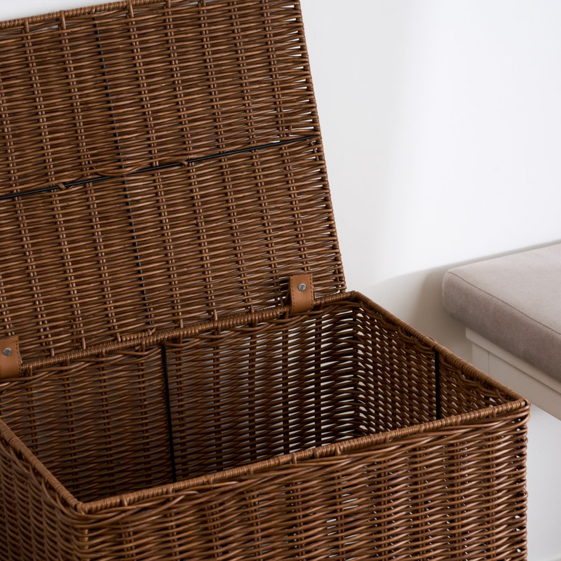 Rectangular Woven Resin Wicker Laundry Hamper – Espresso Brown, 17.3"x13.8"x23.6"
