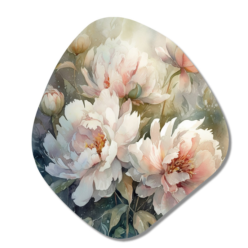 Lupien - pivoines asymétriques, reproduction d'art murale en métal, H 28 po x l 25 po x P 1 po