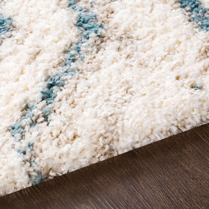 Tapis crème / turquoise Myndi, Rectangle 5 pi 3 po x 7 pi