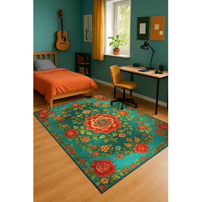 Tapis tissé orange traditionnel Mosso