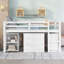 Lit mezzanine basse avec armoire, tablettes et bureau portatif à roulettes, un lit multifonctionnel pour des espaces de vie polyvalents et efficaces-1100047522