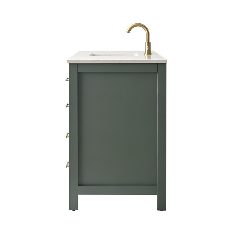 Trevor 60" W Single Vanity, Vintage Green/Brushed Gold