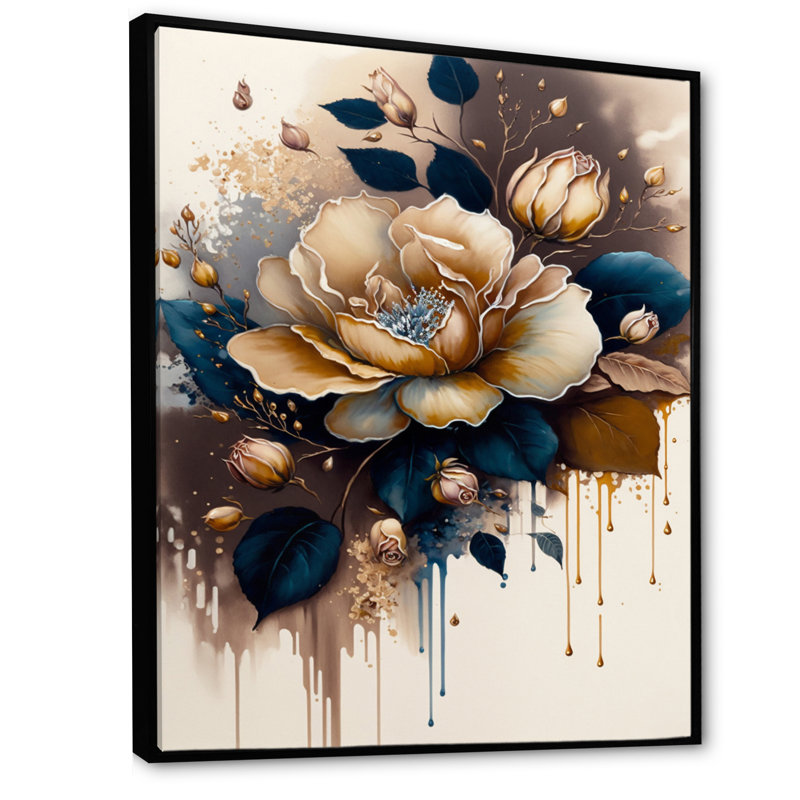 Art sur toile rose et brune, H 20 po x l 12 po x P 1 po, Toile avec cadre flottant noir