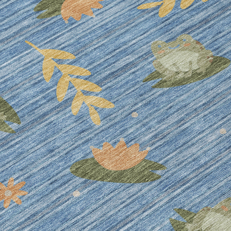 Tapis intérieur / extérieur lavable à la machine pour enfants ACN2795, Bleu, 3 pi x 5 pi