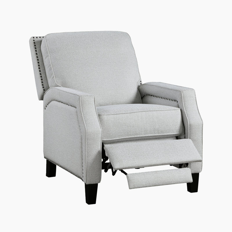 Dutes 30" Transitional Chenille Push Back Reclining Chair with Nailhead Trim & Push-Back Motion