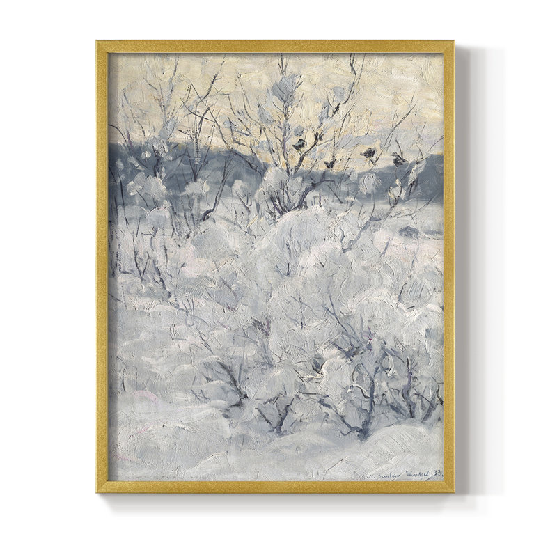 Imprimé floral rétro CCLXVI, reproduction encadrée - bois massif, H 21 po x l 17 po, Doré