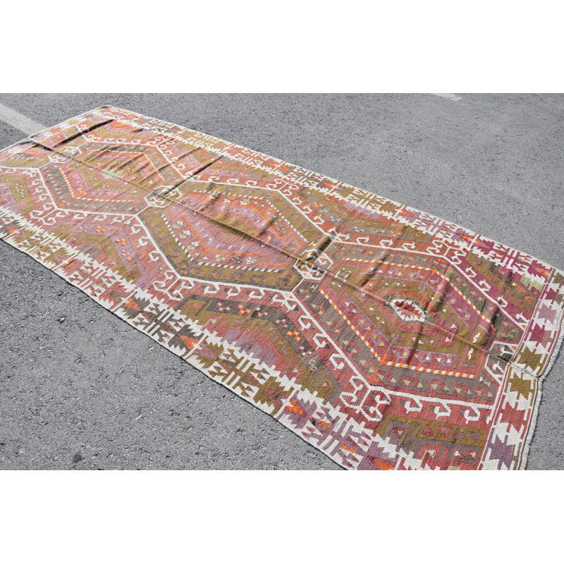 Grand tapis kilim turc vintage fait à la main avec motif géométrique pour un décor de salon bohémien