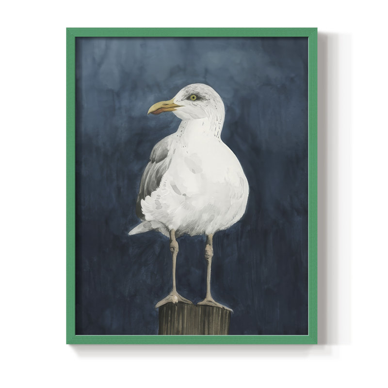 Reproduction encadrée Night Gull II - bois massif, H 15 po x l 12 po, Vert
