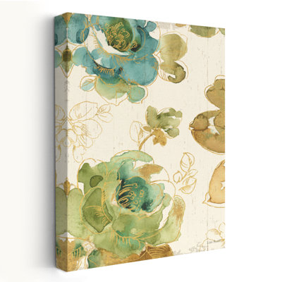 My Greenhouse Roses I On Wood Wood Crop I - Blue Cream Florals Flowers Art