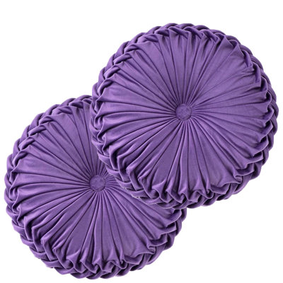 Velvet Round Throw Pillow for Couch Decor 15-Inch (Set of 2)