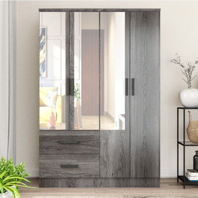Apollonios 4 Doors Wardrobe With 2 Drawers and Shelves by Ebern Designs