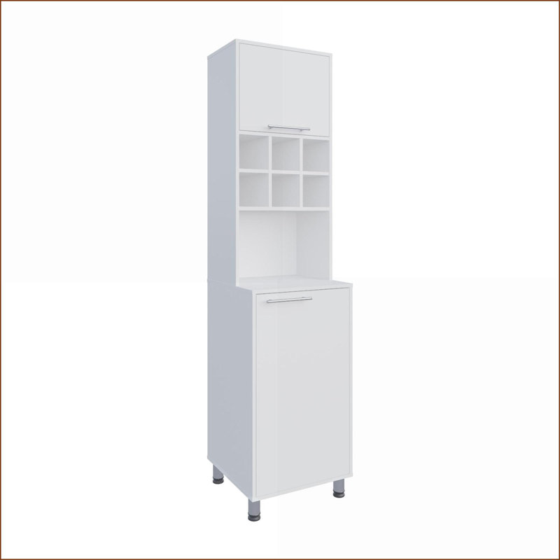Garde-manger avec 2 portes et amp; 8 tablettes | Compact moderne | 4 pieds robustes | Bois d'ingénierie