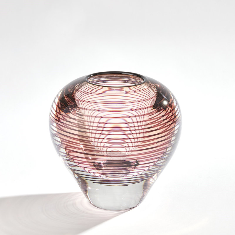 Spiraled Handmade Glass Table Vase, 8.5" H x 8.75" W x 8.75" D