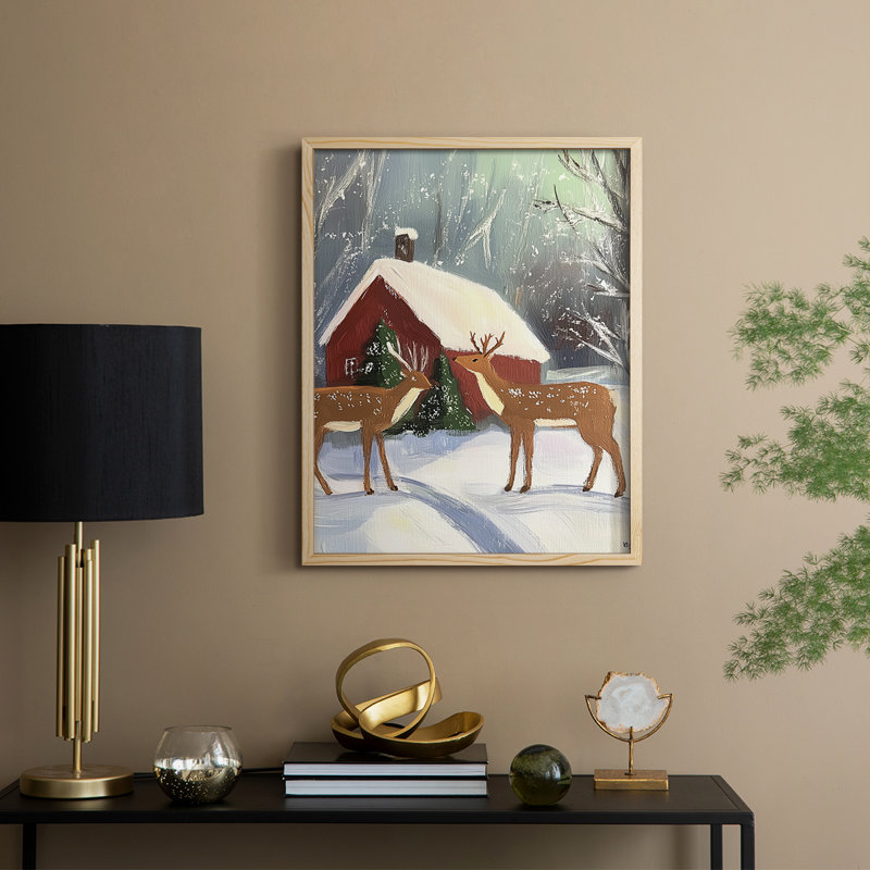«Christmas Holiday Art CDLxx III», reproduction encadrée - bois massif, Naturel, H 21 po x l 17 po