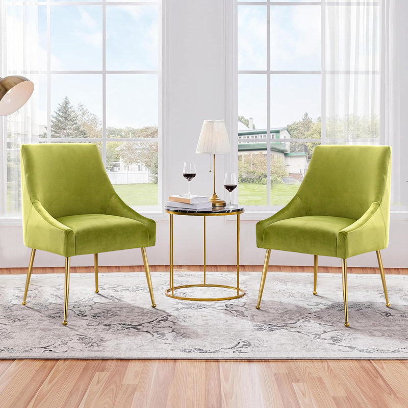  Chaise d'appoint rembourrée Krafick, Velours olive