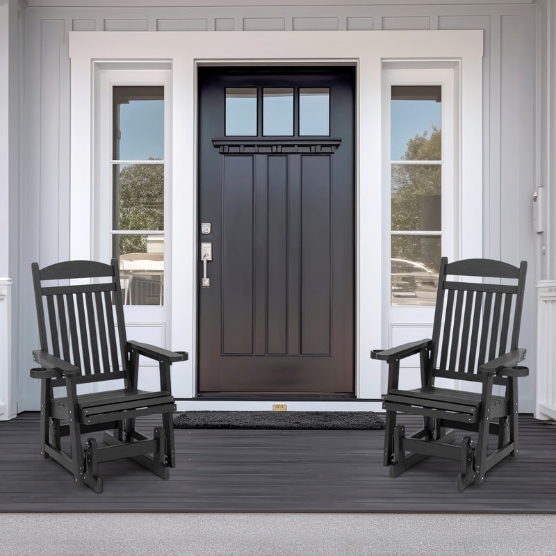 Fauteuil oscillant en poly pour bois avec porte-gobelets amovibles, Noir