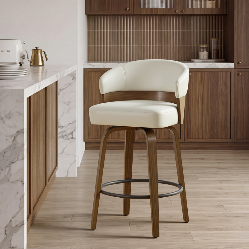 Tabouret de bar pivotant Mid-Century, Beige