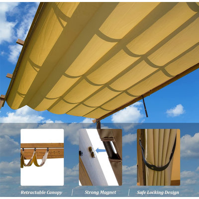 Outdoor Retractable Perla with WeatherResistant Sun Shade Canopy, Aluminum Perla Gazebo