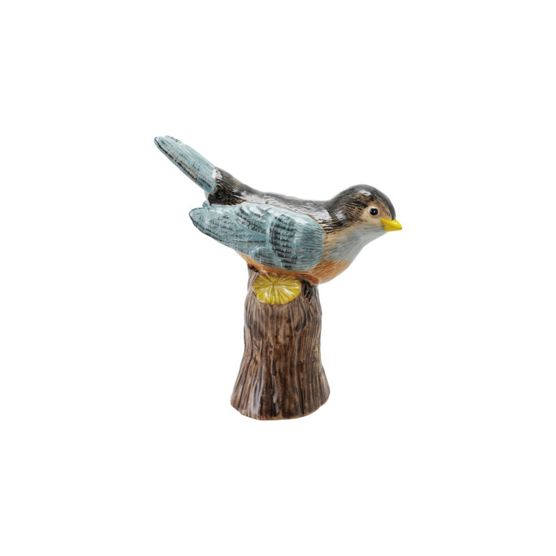Hand-Painted Stoneware Bird Vase