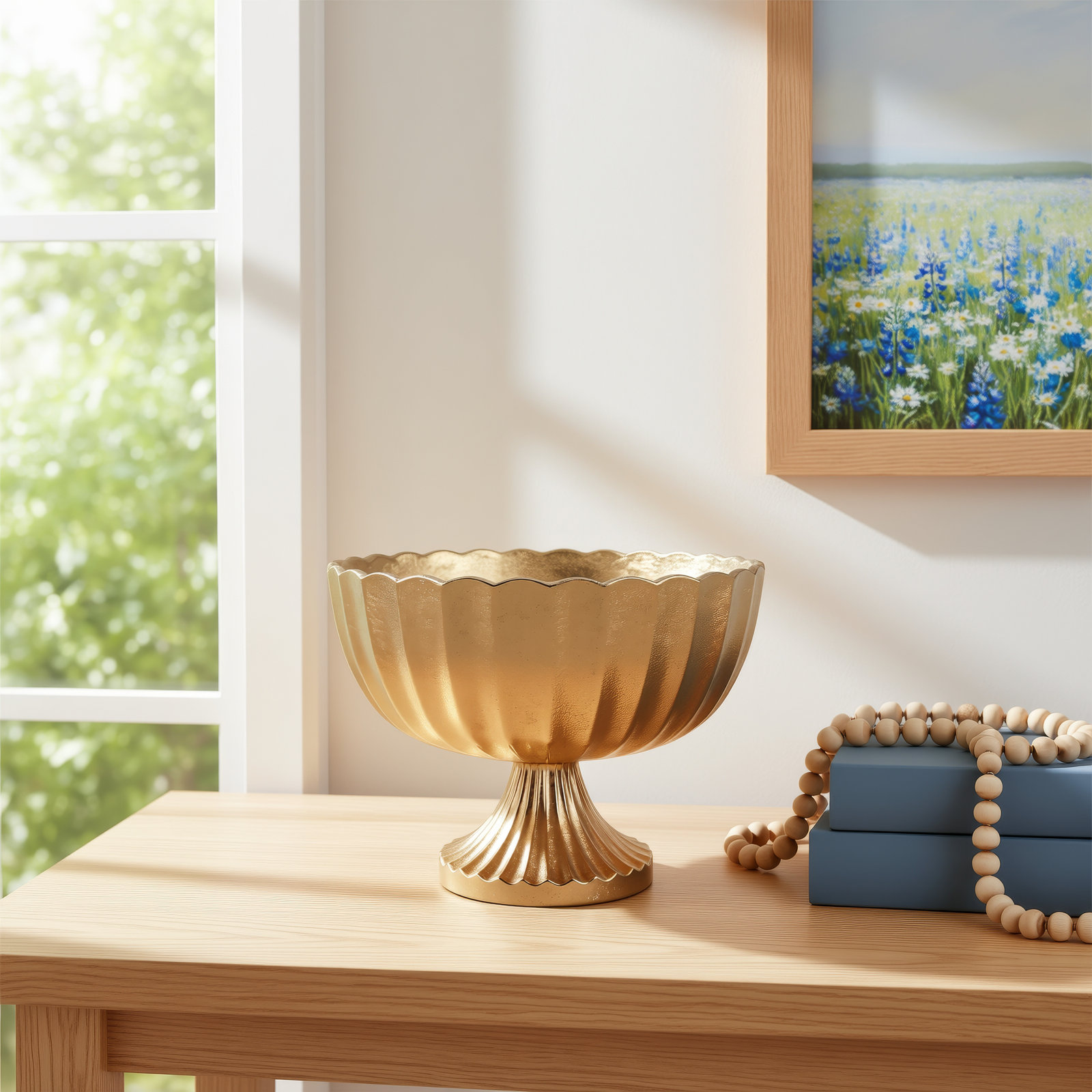 Abrams Handmade Metal Table Vase, 6.25" H x 8.5" W x 8.5" D