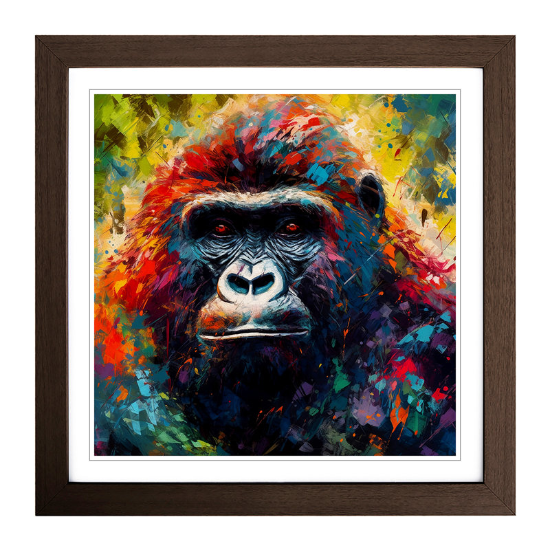 Gorilla Neo-Impressionism - Framed Print, Walnut