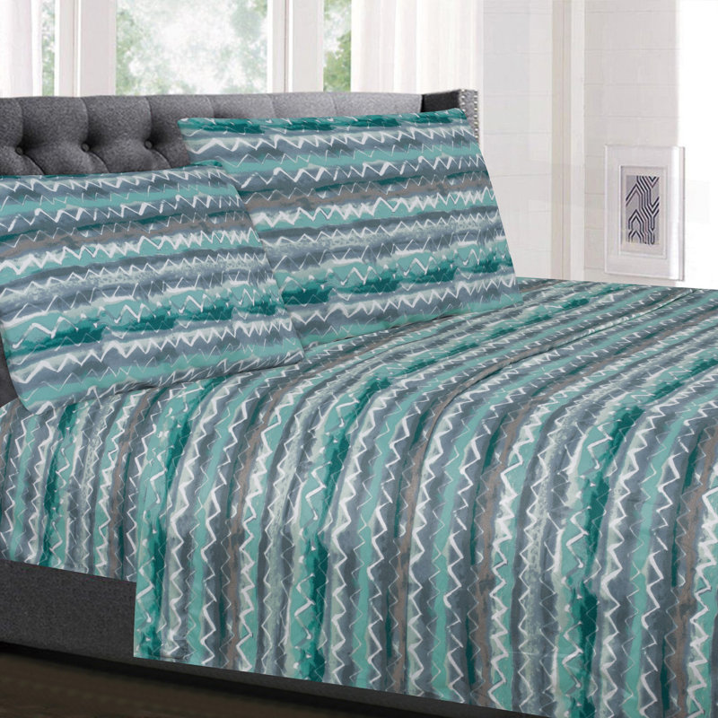 Summerset Microfiber Striped Sheet Set, Full Sheet Set with 2 Pillowcases