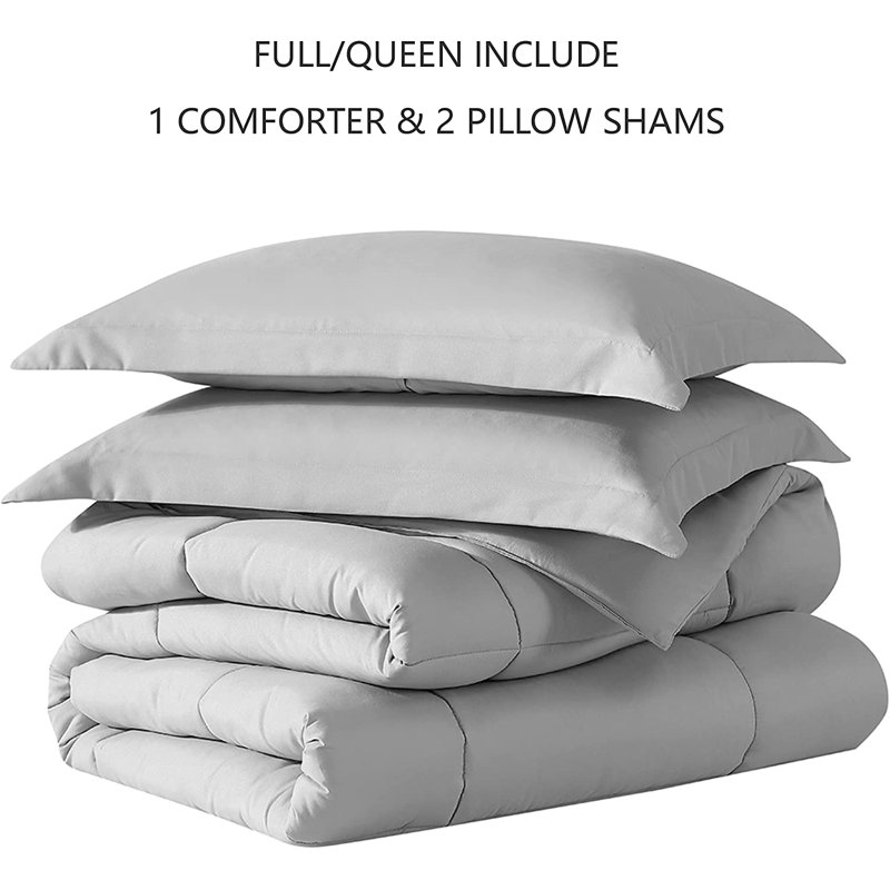 Ensemble d'édredon en microfibre , gris, Édredon pour grand lit + 2 taies décoratives pou