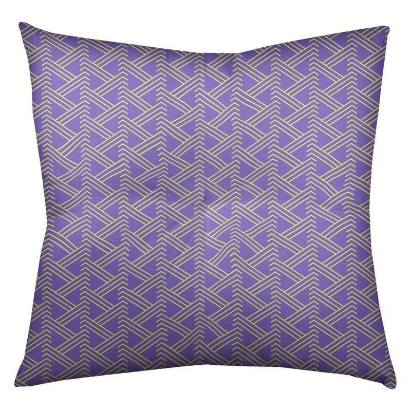 Coussin de sol zig zag classique, 26 po x 26 po, Mauve/jaune