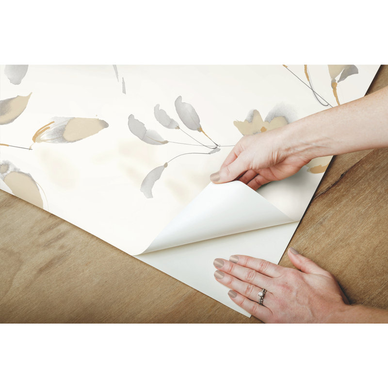 Floral Peel & Stick Wallpaper Roll, Soft Brown