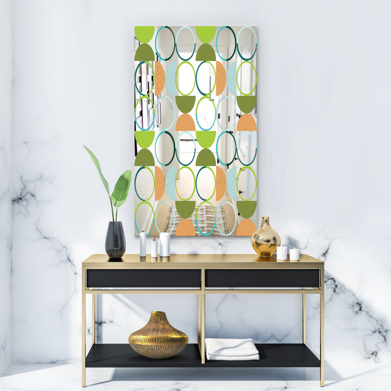 Miroir d'appoint circulaire et moderne, H 32 po x l 24 po, Bleu / Brun