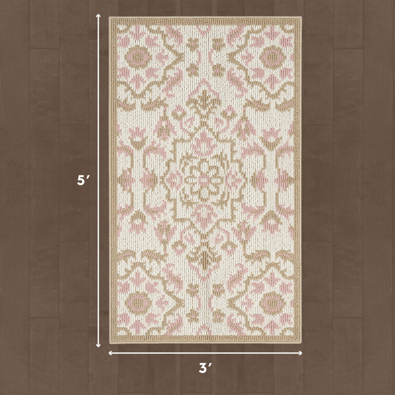 Laura Ashley Marwood, Rose et multicolore, Rectangulaire 3 pi x 5 pi