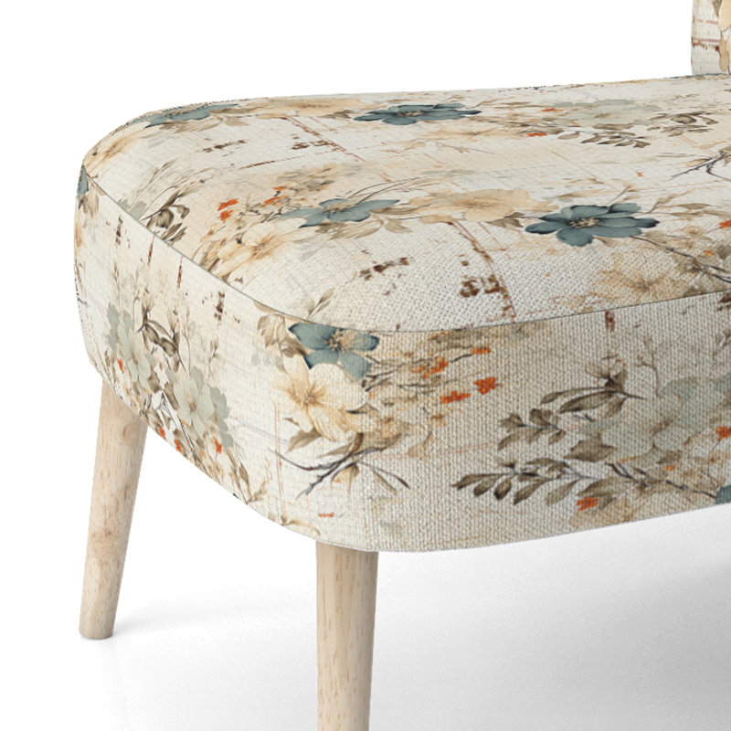 Chaise d'appoint vintage et décontractée A, Harmonie florale de maison de campagne rétro beig
