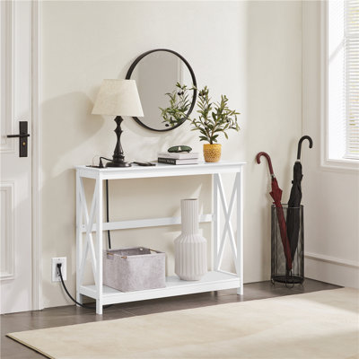 40" W Console Table with USB Ports and Outlets