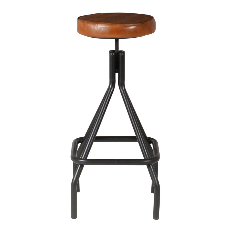 Braun Upholstered Counter Stool with Metal Frame