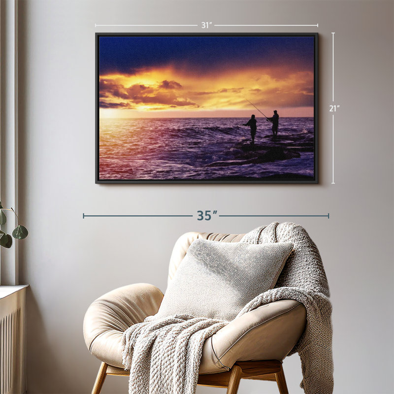Impression sur toile Sunrise Fishing, H 21 po x l 31 po