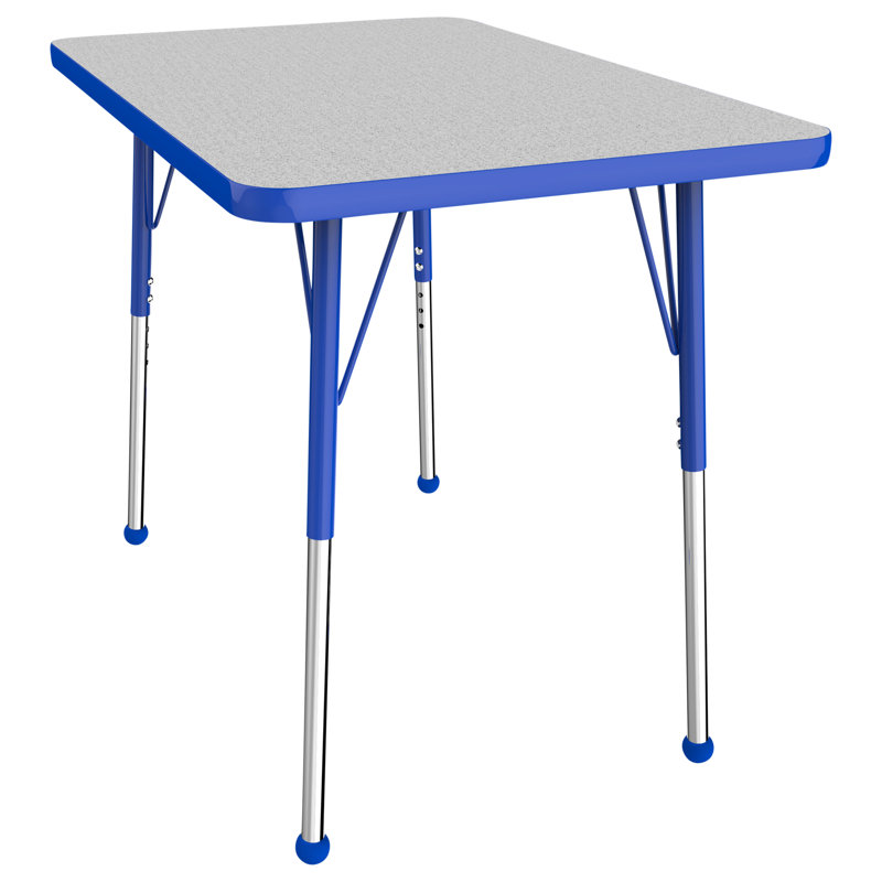 Rectangle T-Mold Adjustable Height Activity Table, 24" x 36", Gray/Blue/Black, Standard Ball Glide