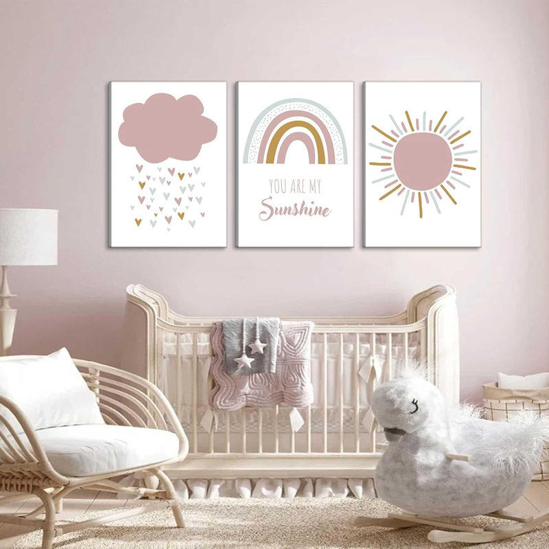 3 pièces Boho chambre d'enfant, art mural You Are My Sunshine